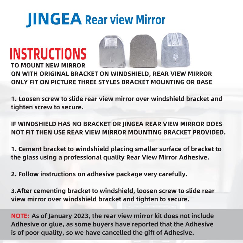 JINGEA 10.5"" Rear view mirror, Interior rearview mirror Kit Compatible With Toyota Corolla, RAV4, Ford Focus, Jeep Wrangler, CJ, Nissan Rogue, Murano, Kicks, Sentra, Altima, Armada SUV, Car - Image 2